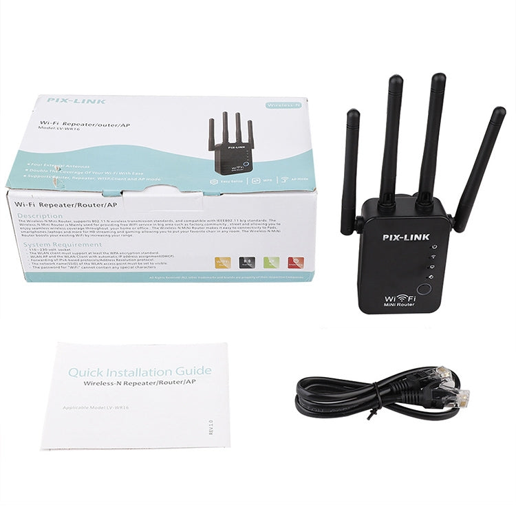 Repetidor de enrutador WiFi inteligente inalámbrico con 4 antenas WiFi, EU Plug Black, EU Plug White, UK Plug Black, UK Plug White, US Plug Black, US Plug White