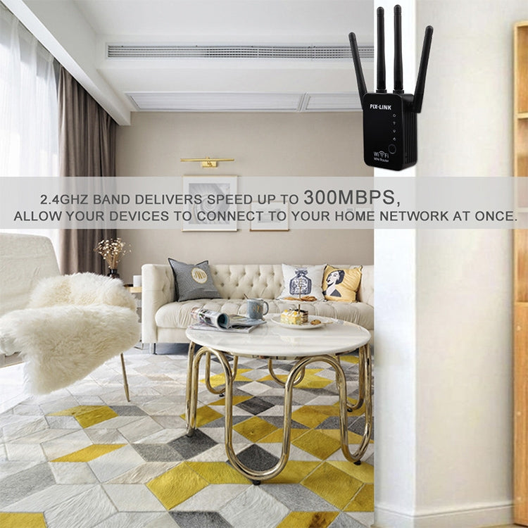 Repetidor de enrutador WiFi inteligente inalámbrico con 4 antenas WiFi, EU Plug Black, EU Plug White, UK Plug Black, UK Plug White, US Plug Black, US Plug White