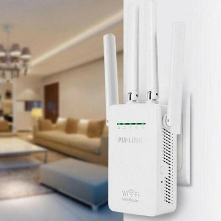 Repetidor de enrutador WiFi inteligente inalámbrico con 4 antenas WiFi, EU Plug Black, EU Plug White, UK Plug Black, UK Plug White, US Plug Black, US Plug White