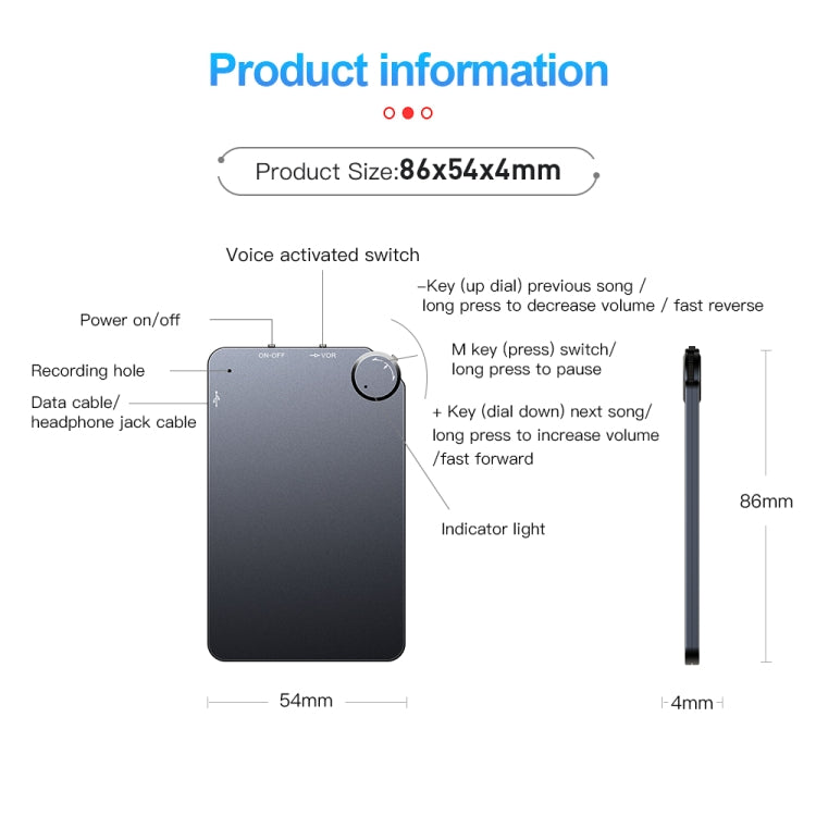 Grabadora de voz de tarjeta ultrafina portátil K2, 4GB, 8GB, 16GB, 32GB