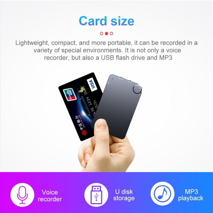 Grabadora de voz de tarjeta ultrafina portátil K2, 4GB, 8GB, 16GB, 32GB
