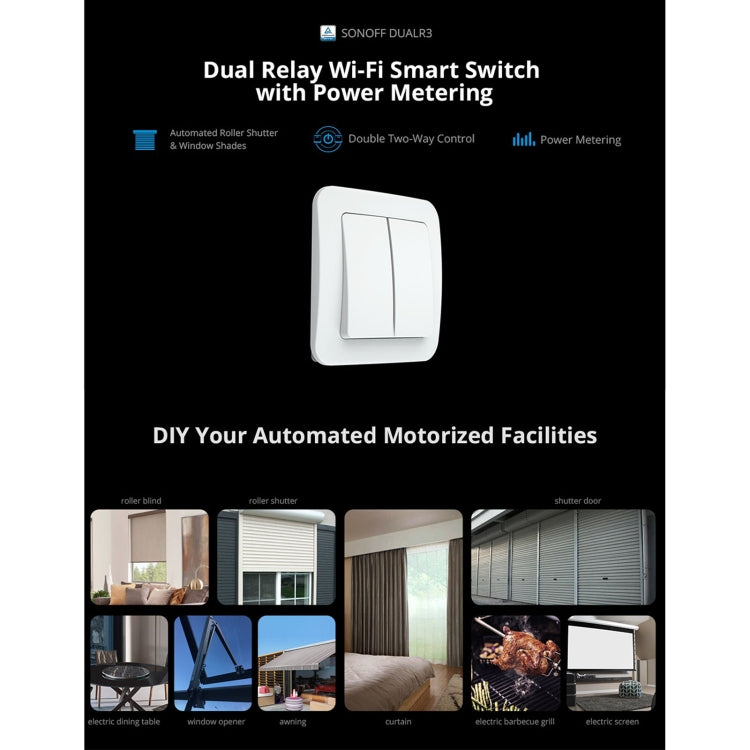 Módulo de interruptor inteligente WiFi con control de dos vías Sonoff DUALR3, DUALR3