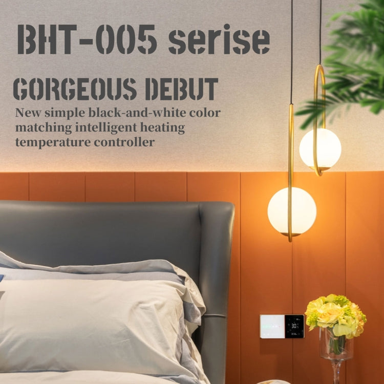 BHT-005-GBLW Termostato de calefacción doméstica inteligente de 220 V CA 16 A para caja de la UE, control de calefacción eléctrica con solo sensor interno y conexión WIFI, BHT-005-GBLW
