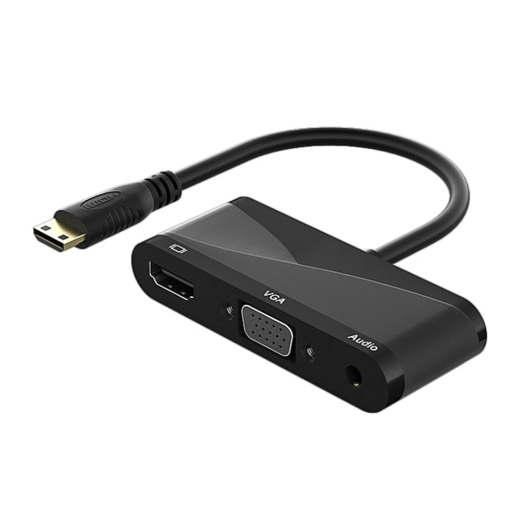 h114 3 en 1 Mini HDMI a HDMI + VGA + Cable convertidor de audio 3.5, h114