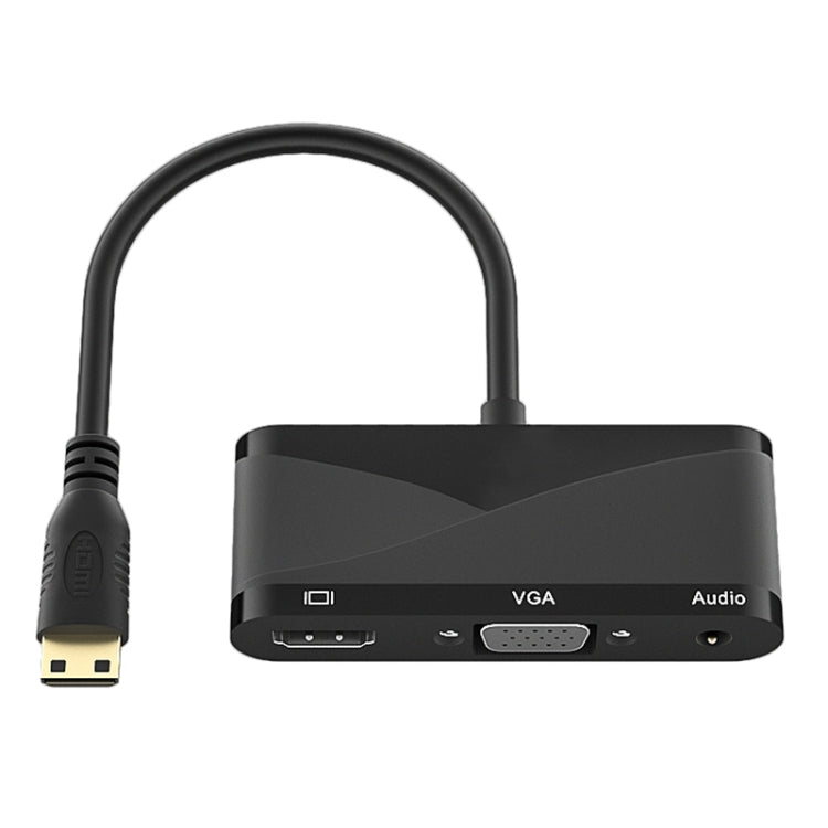 h114 3 en 1 Mini HDMI a HDMI + VGA + Cable convertidor de audio 3.5, h114