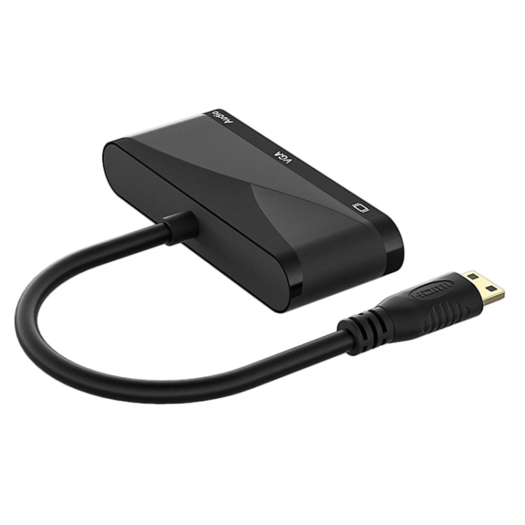 h114 3 en 1 Mini HDMI a HDMI + VGA + Cable convertidor de audio 3.5, h114