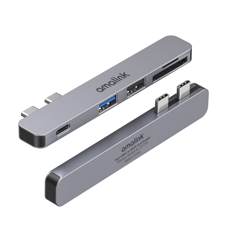 Lector de tarjetas amalink 9177D Dual Type-C / USB-C a SD/TF, 9177D