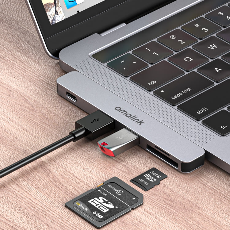 Lector de tarjetas amalink 9177D Dual Type-C / USB-C a SD/TF, 9177D