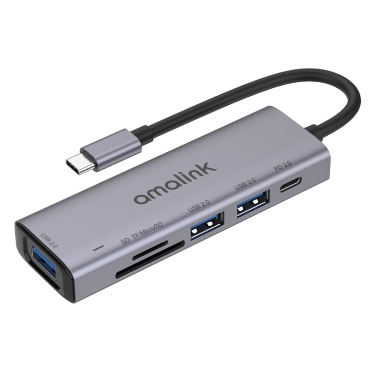 amalink 95120D Type-C / USB-C a SD/TF + 3 puertos USB + PD 3.0 Estación de acoplamiento HUB multifunción, 95120D