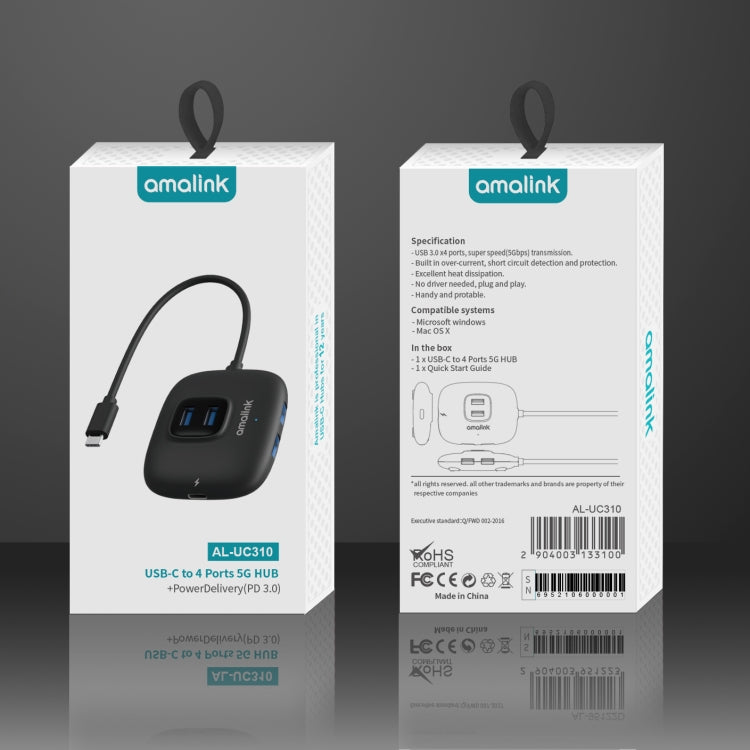amalink UC310 Type-C / USB-C a HUB multifunción USB de 4 puertos, UC310