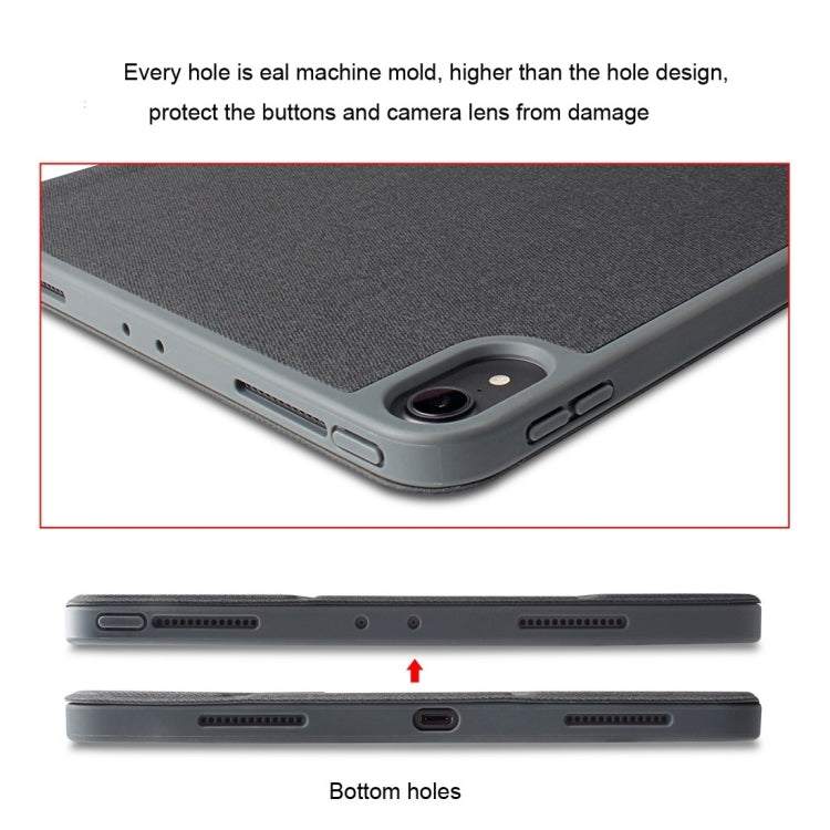 Estuche de cuero Mutural Exquisite Series con textura de tela PU + TPU con soporte de 3 pliegues y ranura para bolígrafo y función de reposo y despertador, For iPad Pro 11 inch, For iPad Mini 5 / 4, For  iPad 9.7, For iPad Pro 12.9, For iPad Pro 10.5