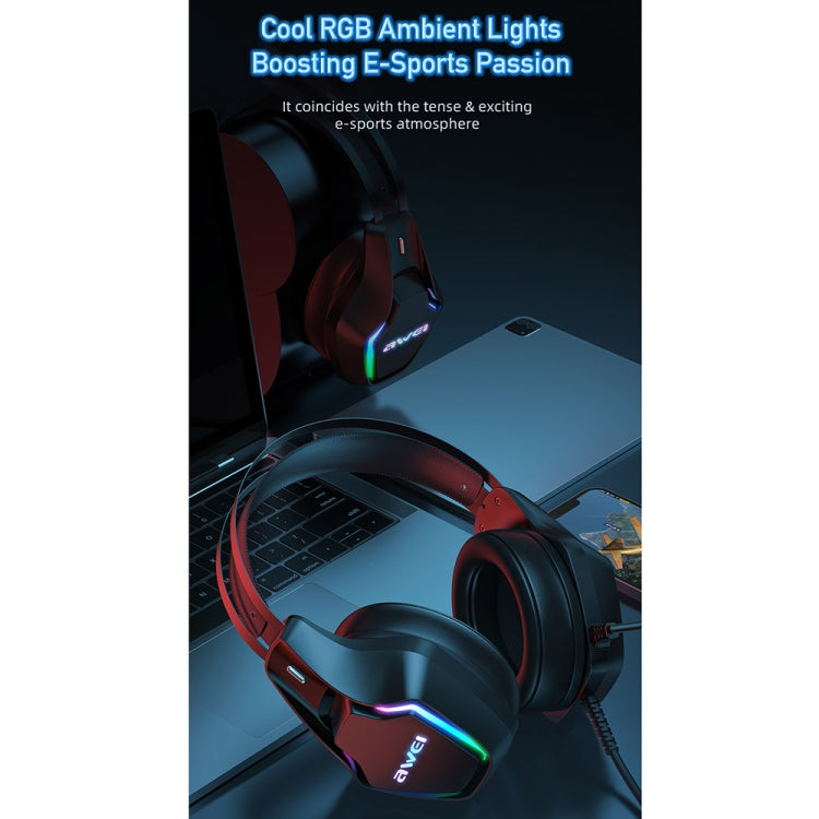 awei GM-1 USB + Auriculares para juegos con luz ambiental de 3,5 mm con micrófono, GM-1