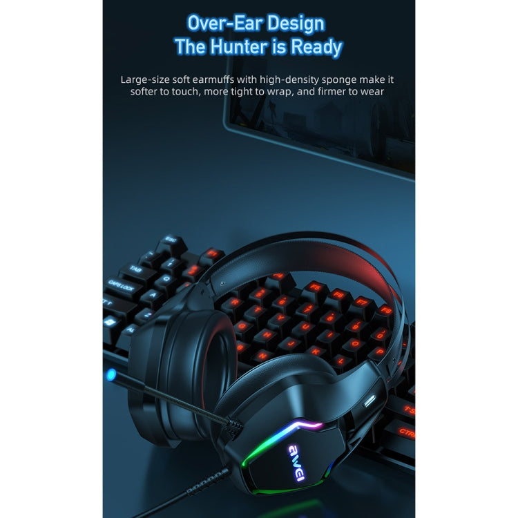 awei GM-1 USB + Auriculares para juegos con luz ambiental de 3,5 mm con micrófono, GM-1
