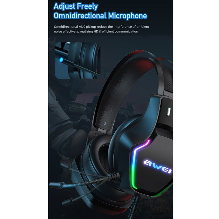 awei GM-1 USB + Auriculares para juegos con luz ambiental de 3,5 mm con micrófono, GM-1