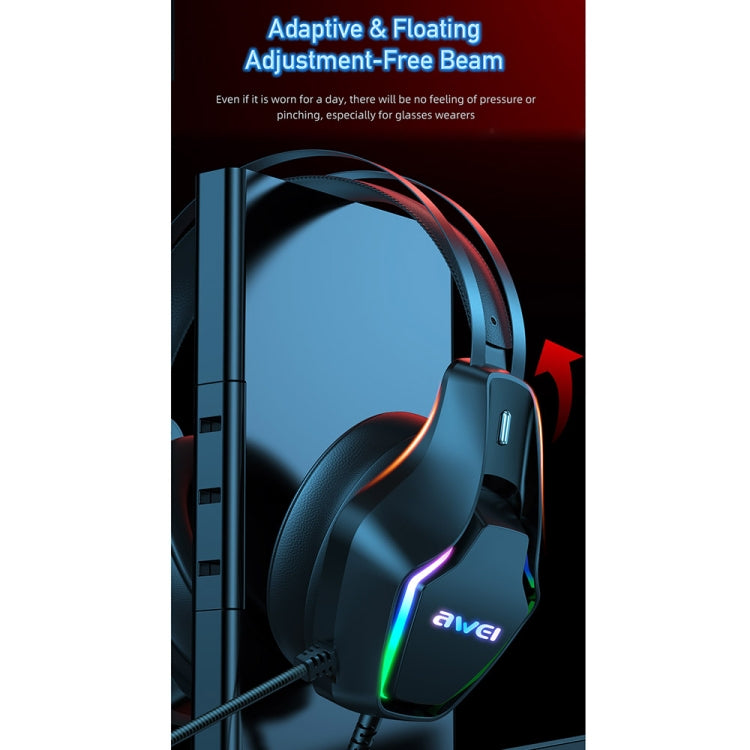 awei GM-1 USB + Auriculares para juegos con luz ambiental de 3,5 mm con micrófono, GM-1