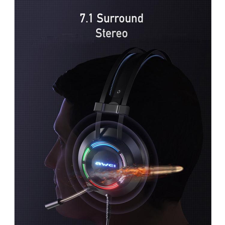 awei GM-2 USB + 3.5mm Ambient Light Gaming Auriculares con cable y micrófono, GM-2
