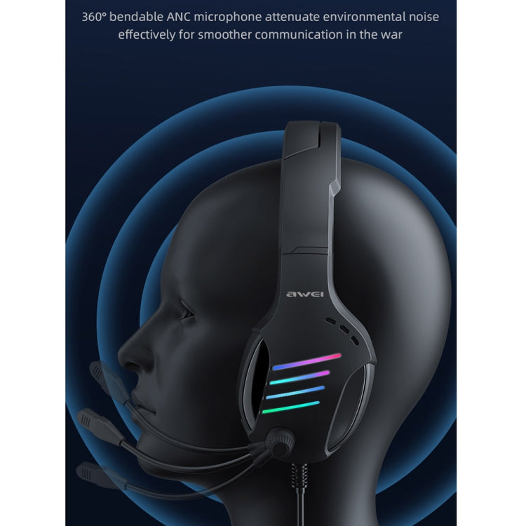 awei GM-5 USB + 3.5mm Ambient Light Gaming Auriculares con cable y micrófono, GM-5