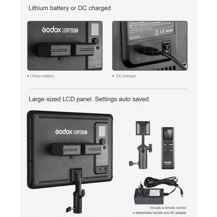 Luz LED para grabación de vídeo Godox LEDP260C, LEDP260C