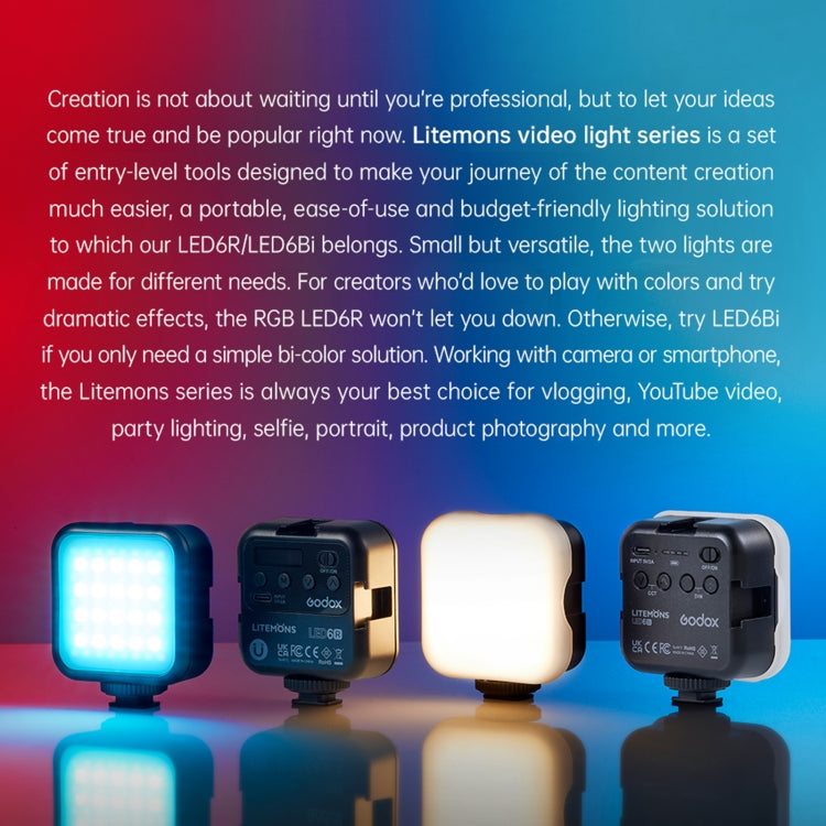 Luz LED para grabación de vídeo Godox LED-6BI, LED-6BI