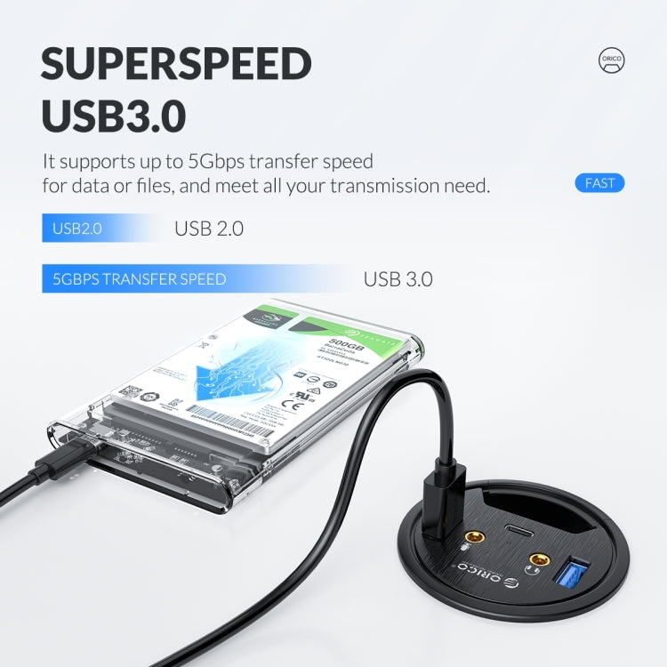 ORICO DESK-4U-BK Concentrador de escritorio multifunción con 4 puertos USB 3.0