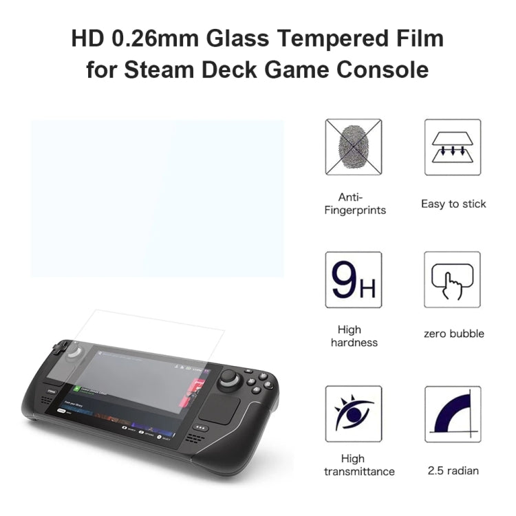 Película de vidrio templado 9H 2.5D de 0,26 mm, For Deck Game Console (1 PC)