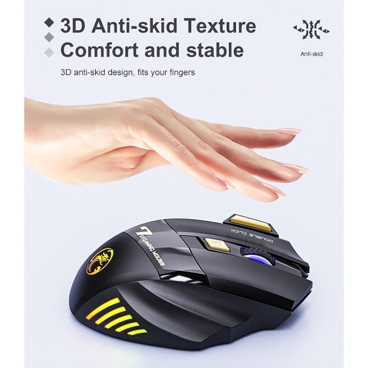 iMICE GW-X7 2.4G + Bluetooth Modo dual Ratón para juegos inalámbrico recargable silencioso de 7 botones con luces RGB coloridas, GW-X7 2.4G + Bluetooth