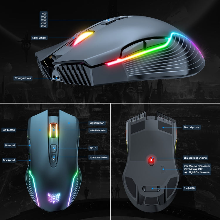 Ratón inalámbrico con iluminación ONIKUMA CW905 2.4G RGB, CW905 Wireless Mouse(Black), CW905 Wireless Mouse(Pink), CW905 Wireless Mouse (Grey White)