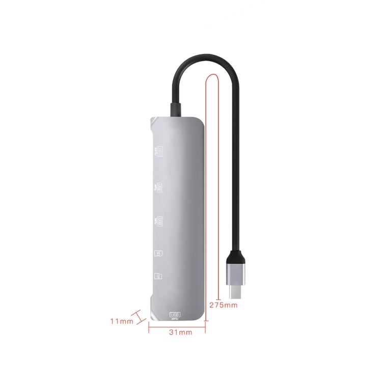 NK-3043H 6 en 1 USB-C / Type-C a ranura para tarjeta TF / SD + 4 adaptadores USB 3.0 hembra, NK-3043H