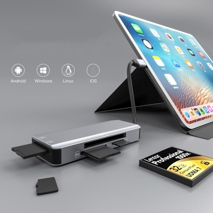 Adaptador de ranuras para tarjetas NK-3044 5 en 1 USB-C / Type-C a MS / M2 / CF / TF / SD, NK-3044