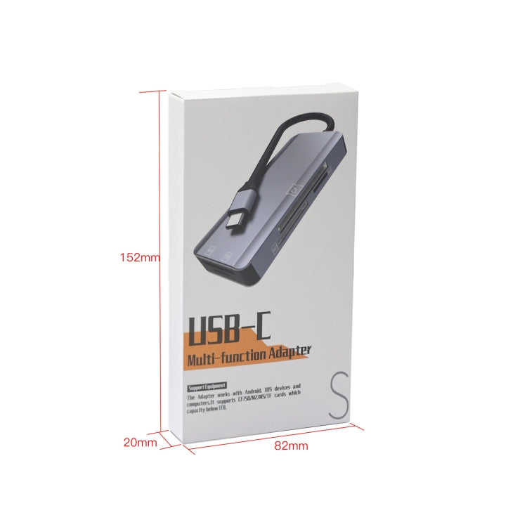 Adaptador de ranuras para tarjetas NK-3044 5 en 1 USB-C / Type-C a MS / M2 / CF / TF / SD, NK-3044
