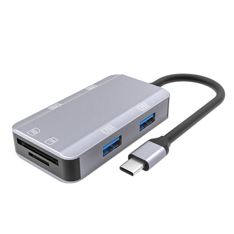 NK-3049 6 en 1 USB-C / Type-C a ranura para tarjeta TF / SD + 4 adaptadores USB hembra, NK-3049