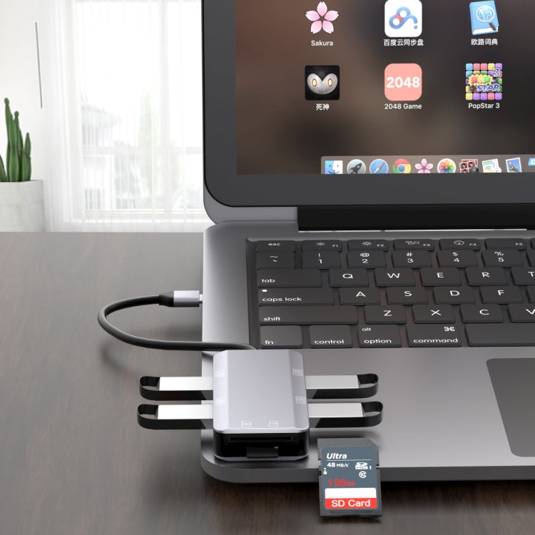 NK-3049 6 en 1 USB-C / Type-C a ranura para tarjeta TF / SD + 4 adaptadores USB hembra, NK-3049
