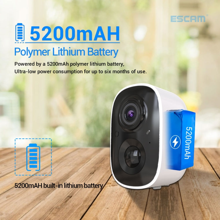 ESCAM G14 Cámara WiFi de visión nocturna infrarroja con reconocimiento Full HD 1080P recargable AI, G14