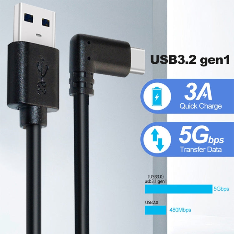 USB 3.2 Gen1 Tipo-C a USB 3.2 Gen1 Tipo-C Cable de enlace VR de codo único para Oculus Quest 1/2, 3m Single Elbow