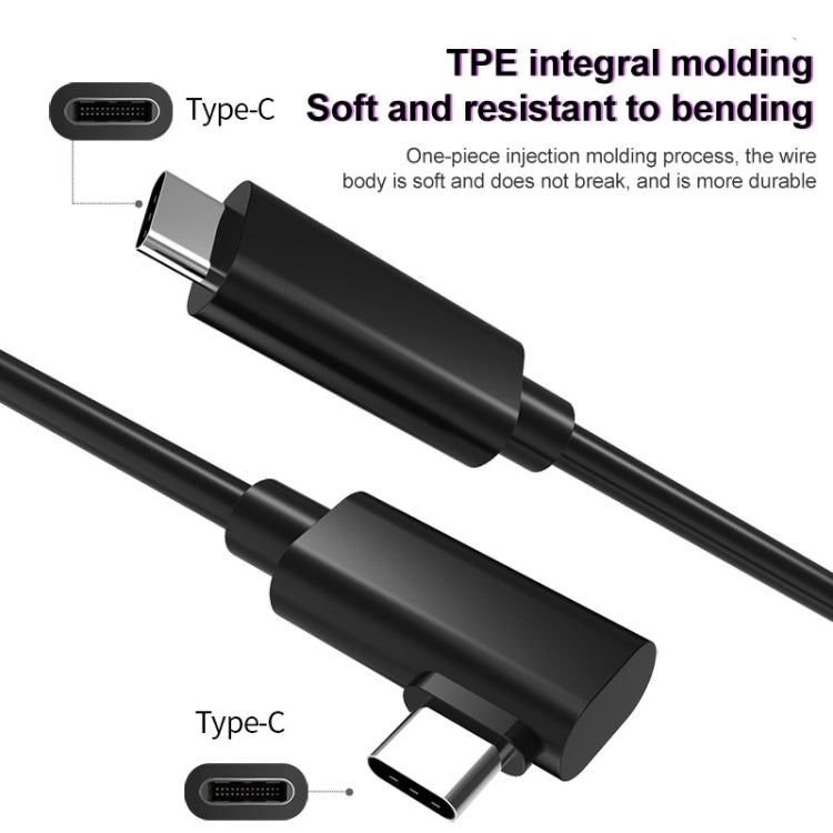 USB 3.2 Gen1 Tipo-C a USB 3.2 Gen1 Tipo-C Cable de enlace VR de codo único para Oculus Quest 1/2, 3m Single Elbow