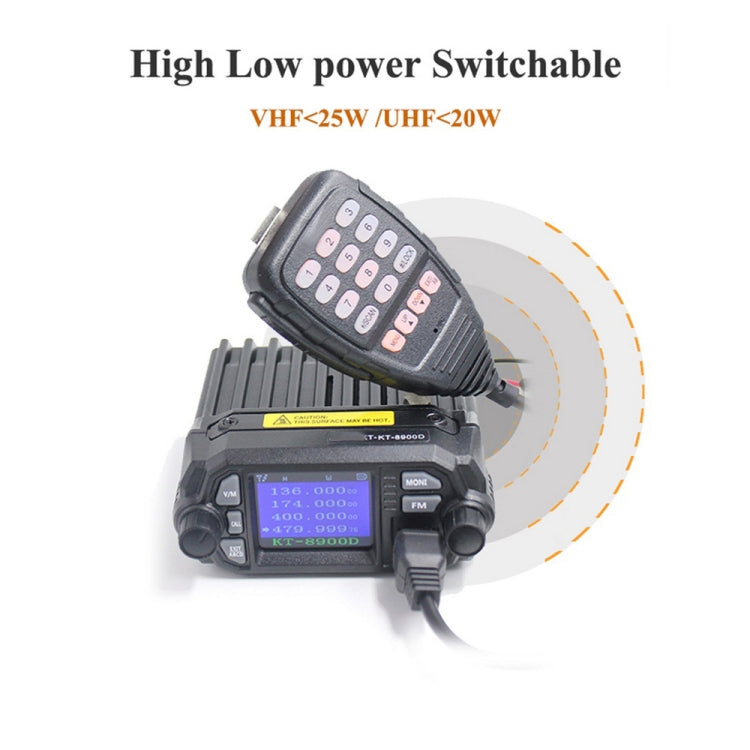 QYT KT-8900D Mini 25W Walkie Talkie de radio móvil de doble banda para automóvil, KT-8900D