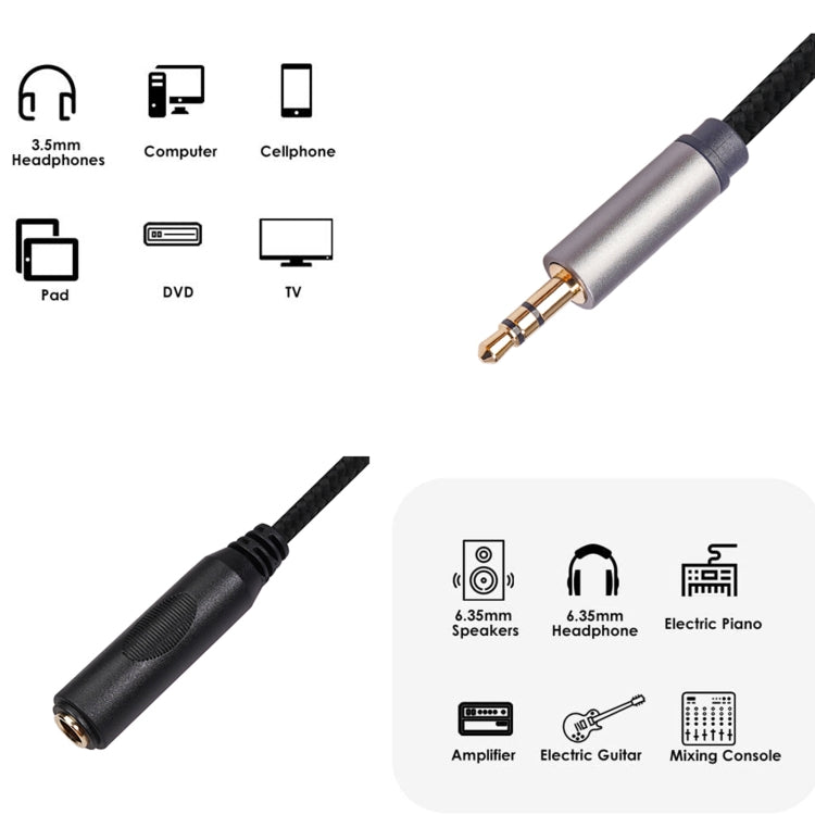 2 PCS/Pack 3662B-02-03 Cable de audio macho de 3,5 mm a hembra de 6,35 mm