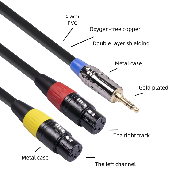 TC194BUXK107YR-30 Cable de audio macho de 3,5 mm a doble Canon hembra, 3.5mm Male to Dual Canon Female