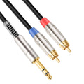 Cable de audio de 6,35 mm macho a doble RCA macho, 1.8m, 3m