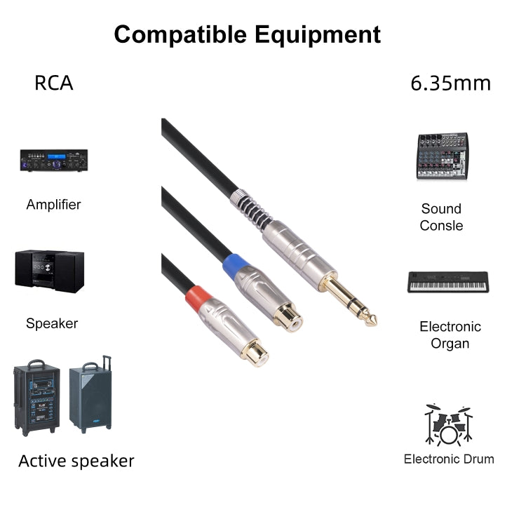 TC030YTR048-03 Cable de audio bifurcado macho a RCA doble hembra de 6,35 mm