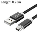 5 PCS Mini USB a USB A Cable de datos / carga tejido para MP3, cámara, DVR para automóvil, 0.25m, 1m, 1.5m, 2m, 3m