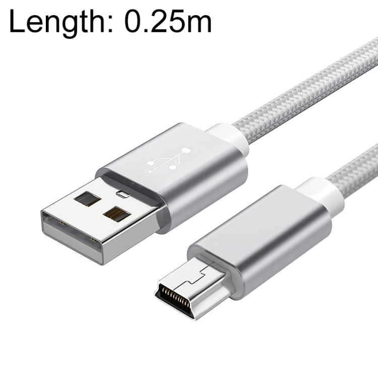 5 PCS Mini USB a USB A Cable de datos / carga tejido para MP3, cámara, DVR para automóvil, 0.25m, 1m, 1.5m, 2m, 3m
