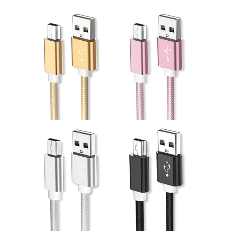 5 PCS Mini USB a USB A Cable de datos / carga tejido para MP3, cámara, DVR para automóvil, 0.25m, 1m, 1.5m, 2m, 3m