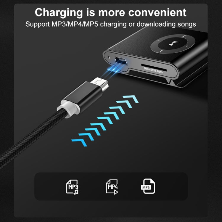 5 PCS Mini USB a USB A Cable de datos / carga tejido para MP3, cámara, DVR para automóvil, 0.25m, 1m, 1.5m, 2m, 3m