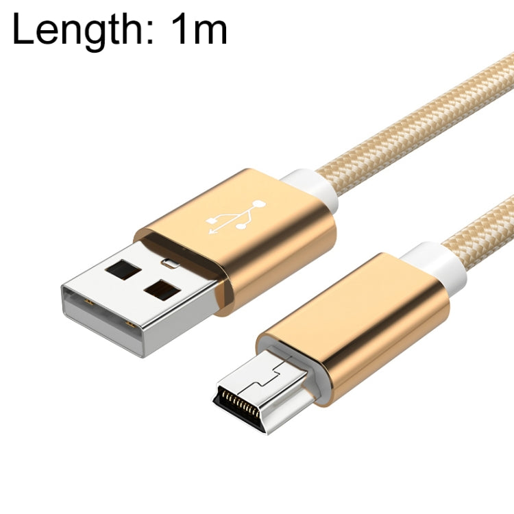 5 PCS Mini USB a USB A Cable de datos / carga tejido para MP3, cámara, DVR para automóvil, 0.25m, 1m, 1.5m, 2m, 3m