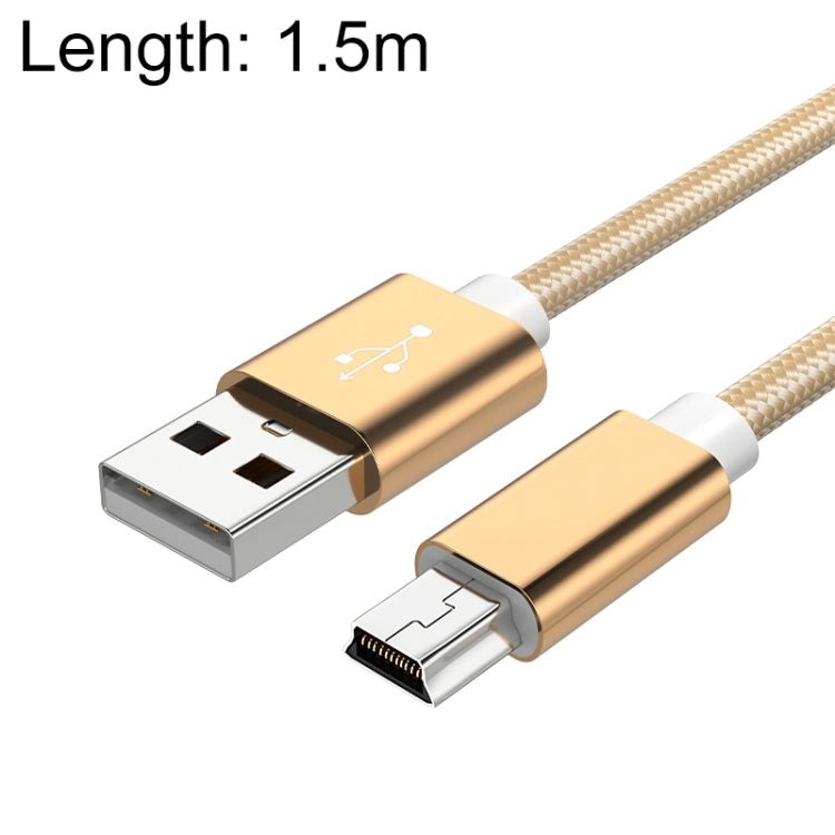 5 PCS Mini USB a USB A Cable de datos / carga tejido para MP3, cámara, DVR para automóvil, 0.25m, 1m, 1.5m, 2m, 3m