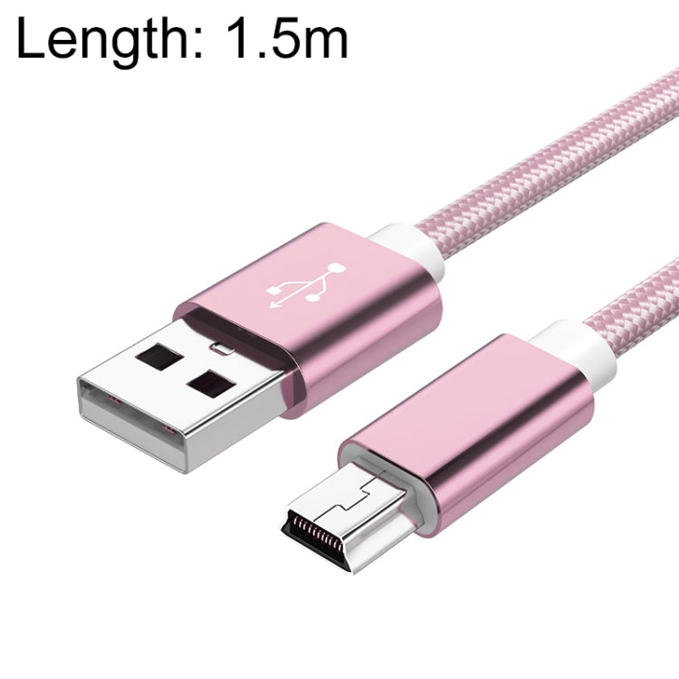 5 PCS Mini USB a USB A Cable de datos / carga tejido para MP3, cámara, DVR para automóvil, 0.25m, 1m, 1.5m, 2m, 3m
