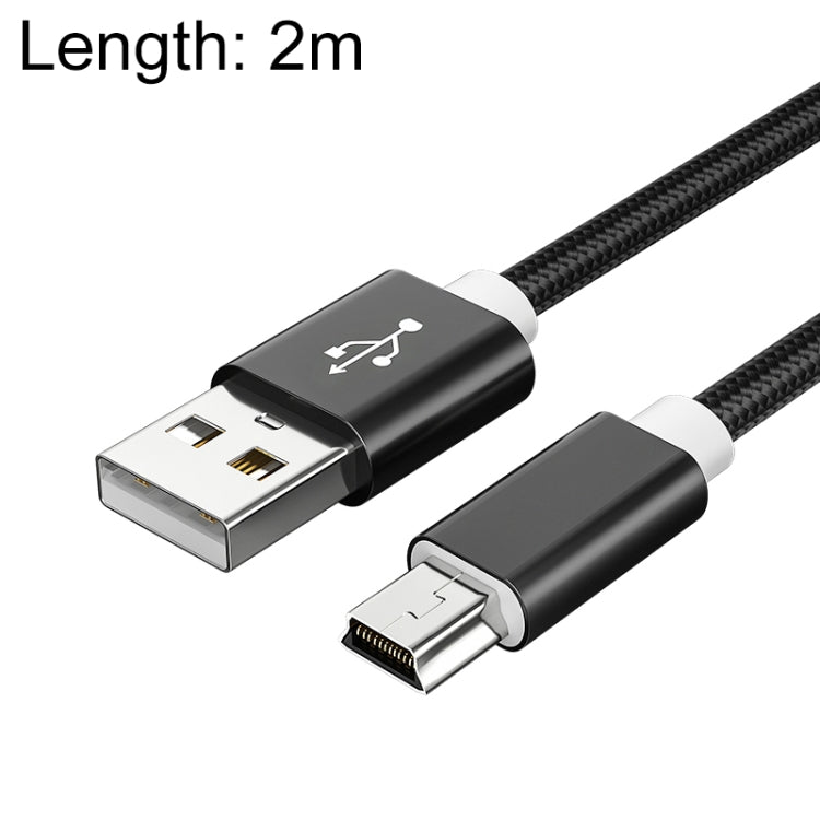 5 PCS Mini USB a USB A Cable de datos / carga tejido para MP3, cámara, DVR para automóvil, 0.25m, 1m, 1.5m, 2m, 3m