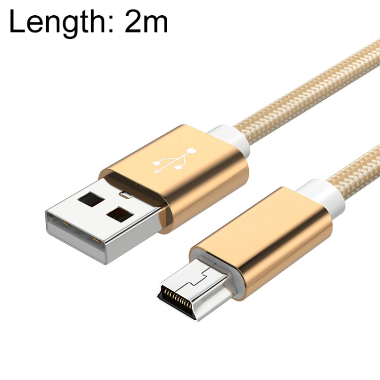 5 PCS Mini USB a USB A Cable de datos / carga tejido para MP3, cámara, DVR para automóvil, 0.25m, 1m, 1.5m, 2m, 3m