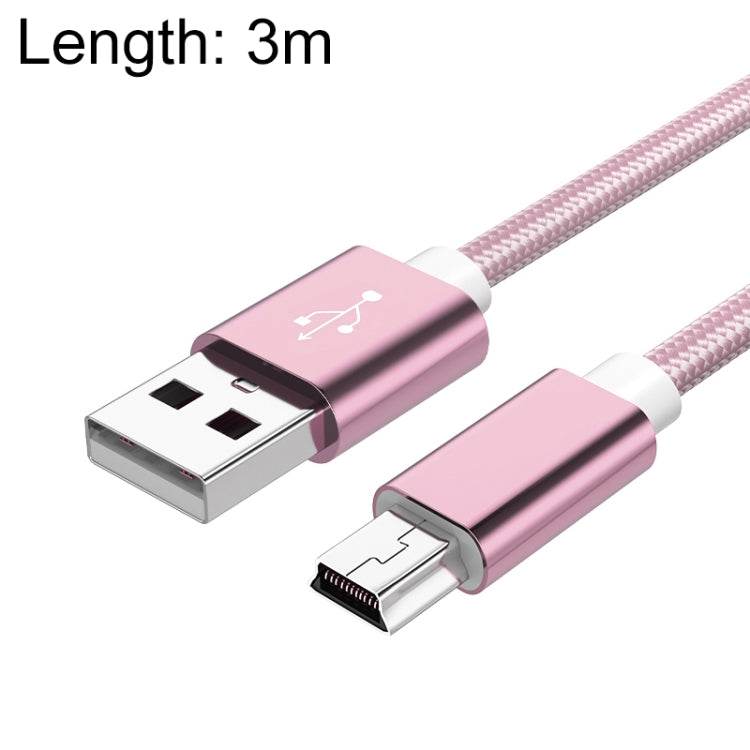 5 PCS Mini USB a USB A Cable de datos / carga tejido para MP3, cámara, DVR para automóvil, 0.25m, 1m, 1.5m, 2m, 3m